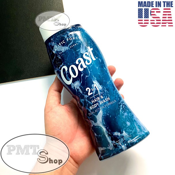 [USA] Dầu Tắm Gội Nam 2in1 Coast Hair & Body Wash Classic Scent 532ml Pacific Force - Mỹ