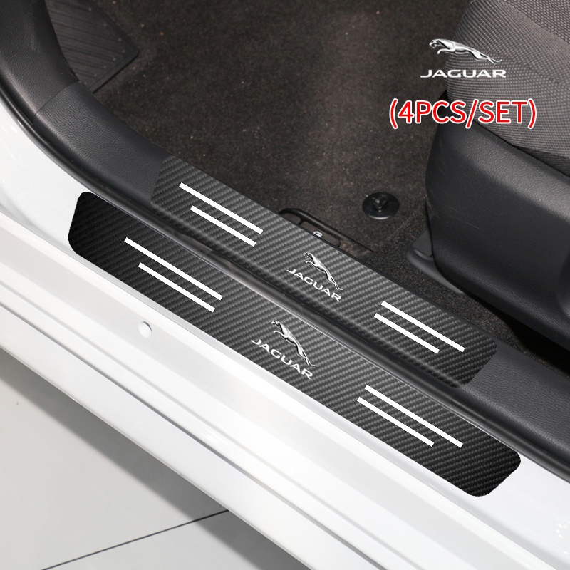 Set 4 Miếng Dán In Logo Bằng Sợi Carbon Chống Trượt Trang Trí Cửa Xe Hơi Jaguar Xe Jaguar XEL F-TYPE XFL F-PACE E-PACE I-PACE