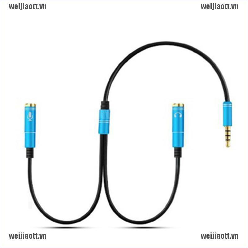 Dây cáp AUX nối dài chia lỗ cắm tai nghe và mic 3.5mm