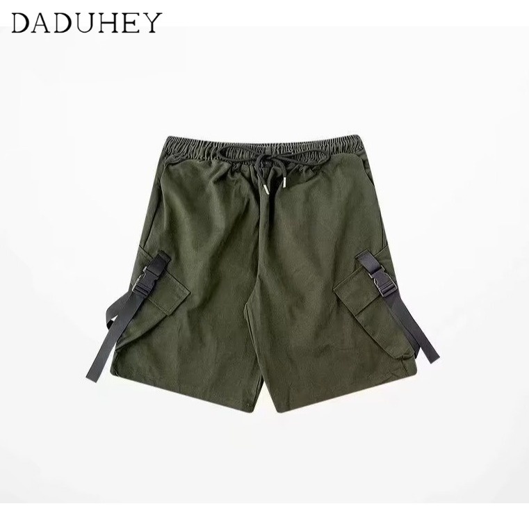 DaDuHey Men's Korean-Style Summer Retro Multi-Pocket Workwear Shorts Ins Loose Casual Straight-Leg Five Points Sports Pants