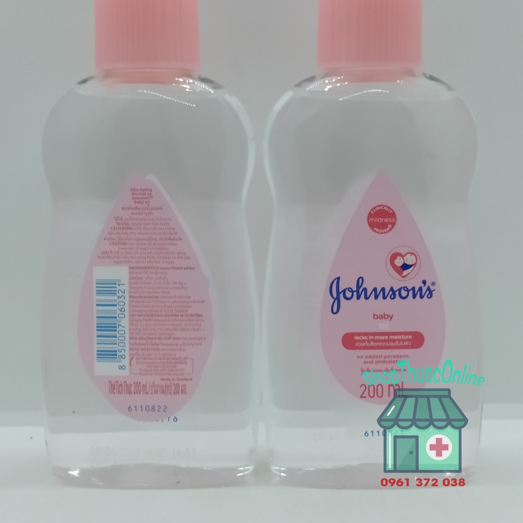 Dầu mát xa dưỡng ẩm Johnson's baby oil pink