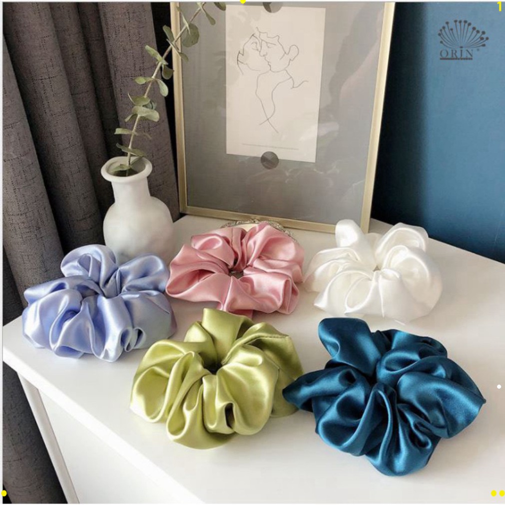 Dây buộc tóc vải scrunchies siêu phồng bự