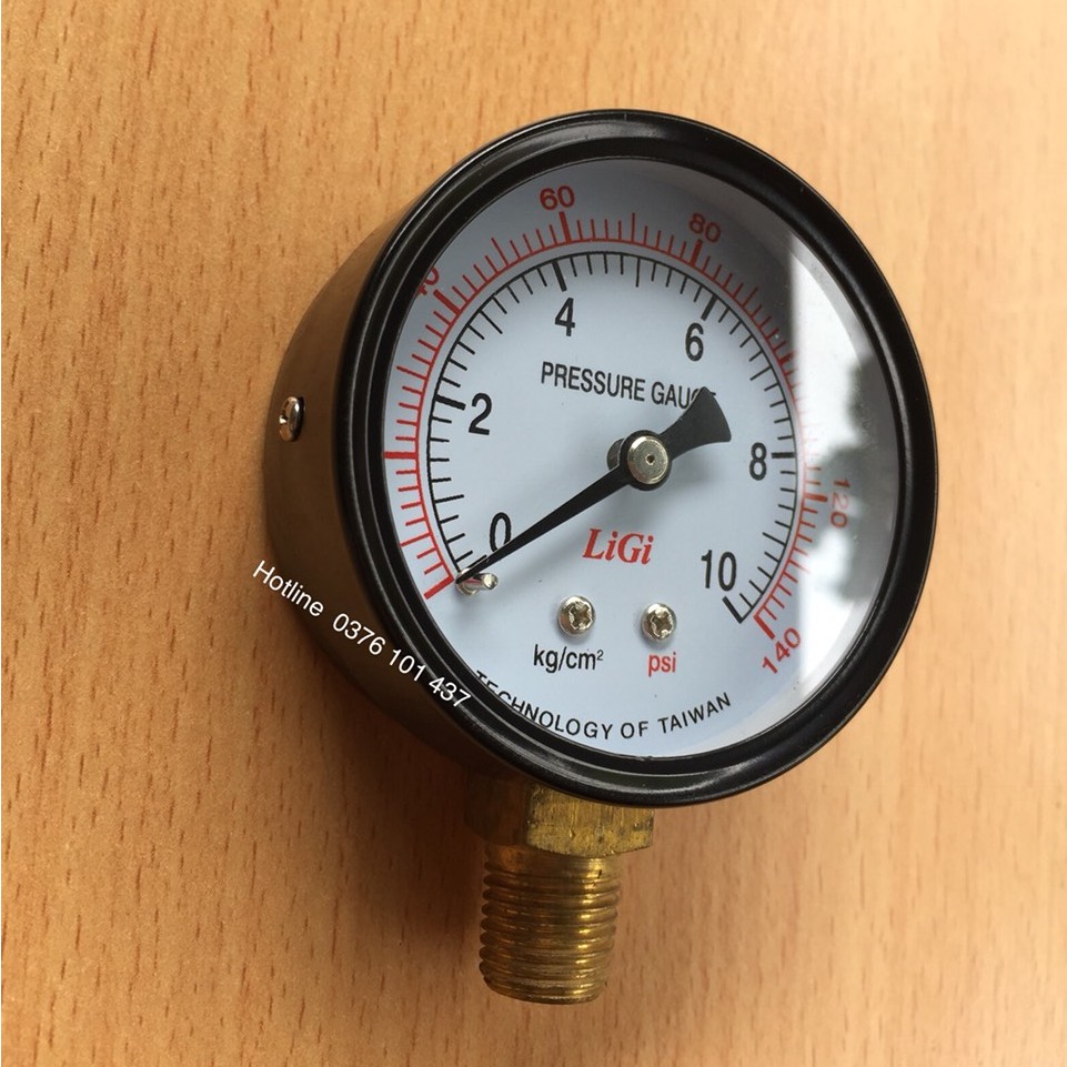 Đồng hồ đo áp suất nước, hơi, khí nén chân đồng phi 63