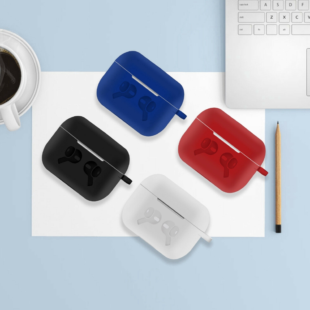 Vỏ silicone màu trơn đơn giản dễ thương bọc bảo vệ hộp sạc tai nghe
