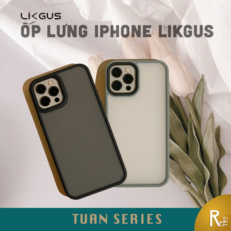 Ốp Lưng Likgus Tuan Series Chống Sốc, Viền Màu, Phủ Mờ Chống Ố Vàng, Dùng cho iPhone 12, 11/11Pro, X/XS, Xsmax