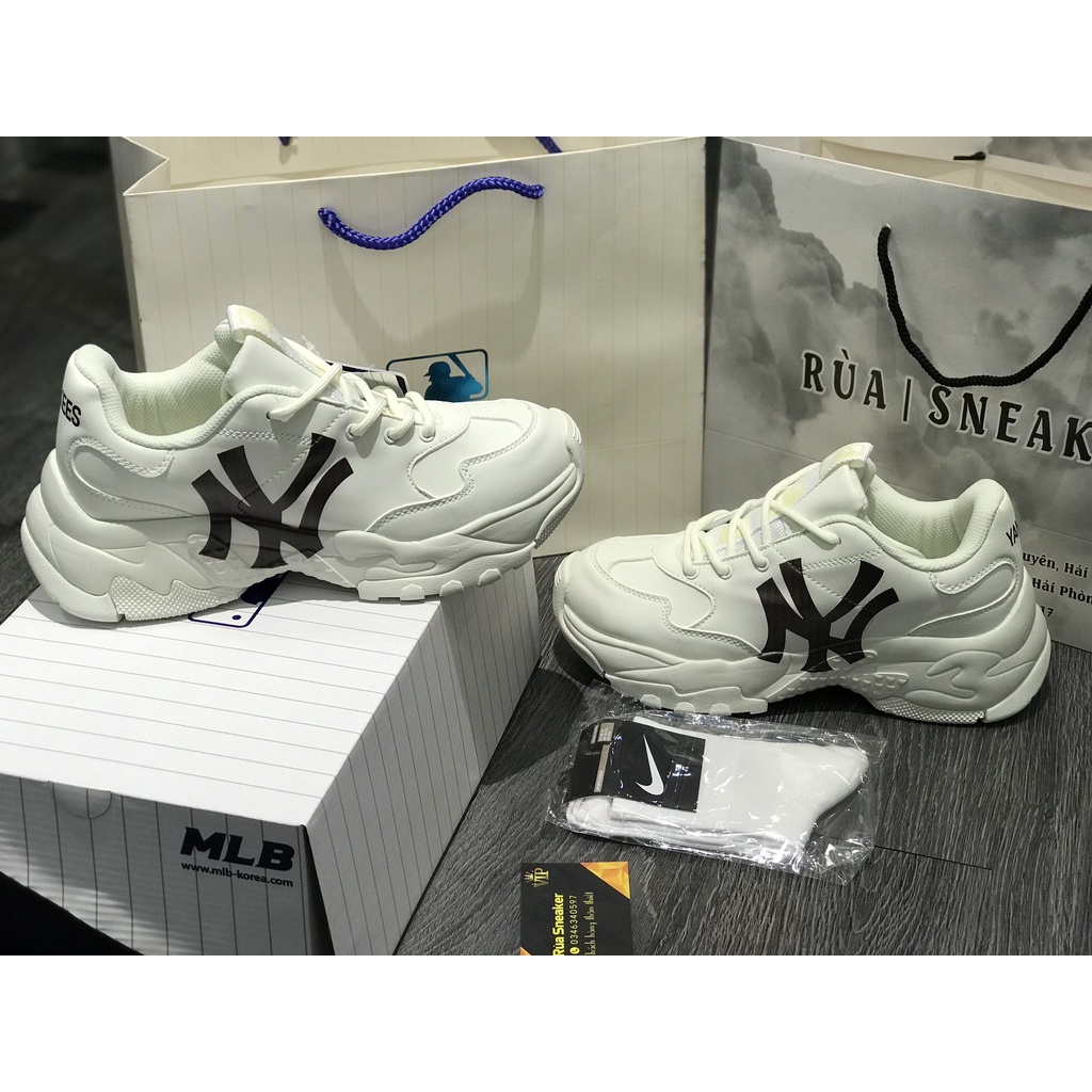 Siêu Phẩm Giày Thể Thao Sneaker M.L.B Chunky A New.York N.Y chữ đen Siêu Hot Cao Cấp Ảnh Thật + freeship + Tặng Tất
