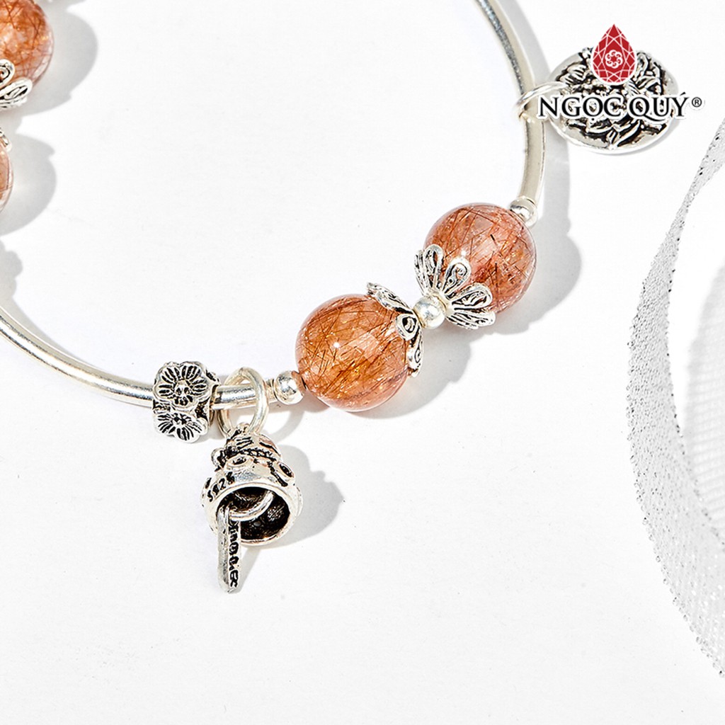 Vòng tay TA tóc đỏ phối charm bạc - Ngọc Quý