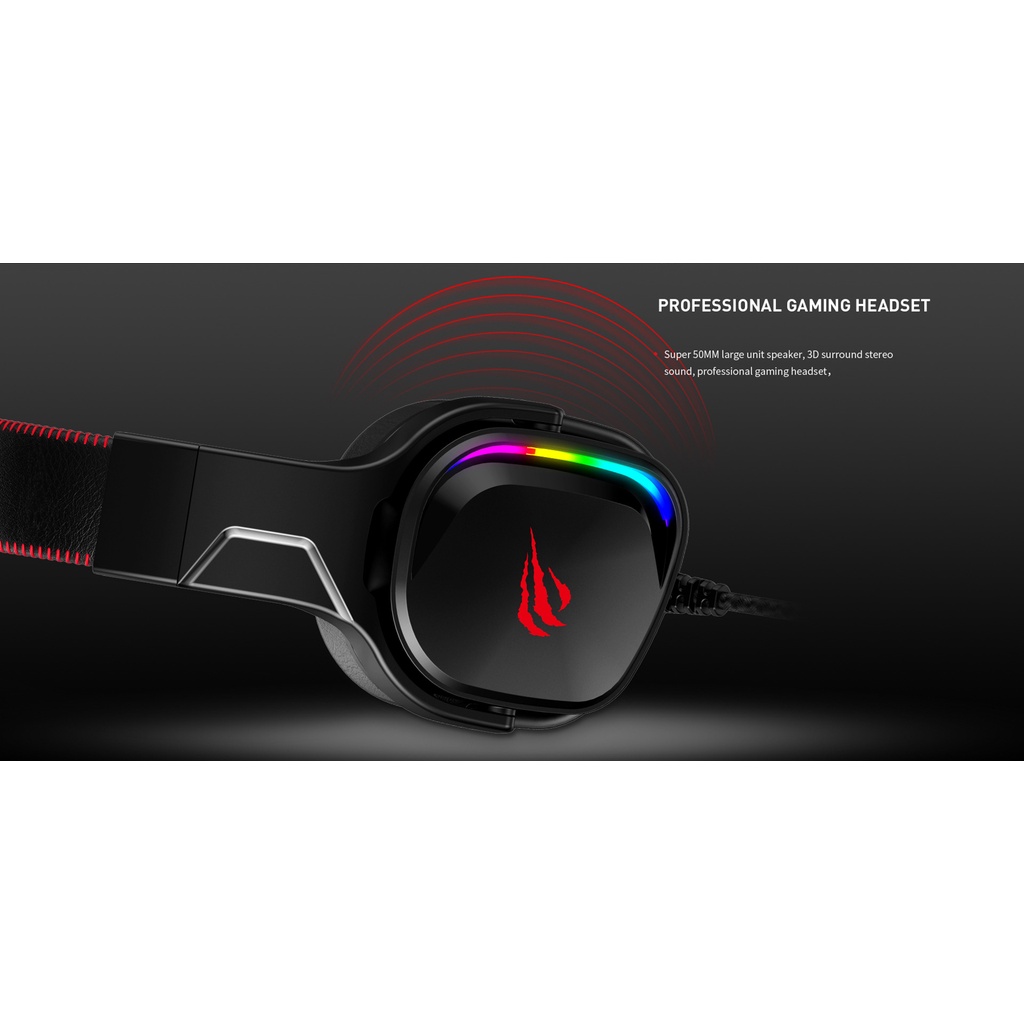 Tai Nghe Gaming Headphone HAVIT H2022U, Driver 53mm, Đèn RGB, Giả Lập 7.1 - Hàng Chính Hãng