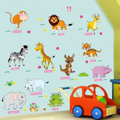 Decal dán tường vườn thú tiếng anh 02