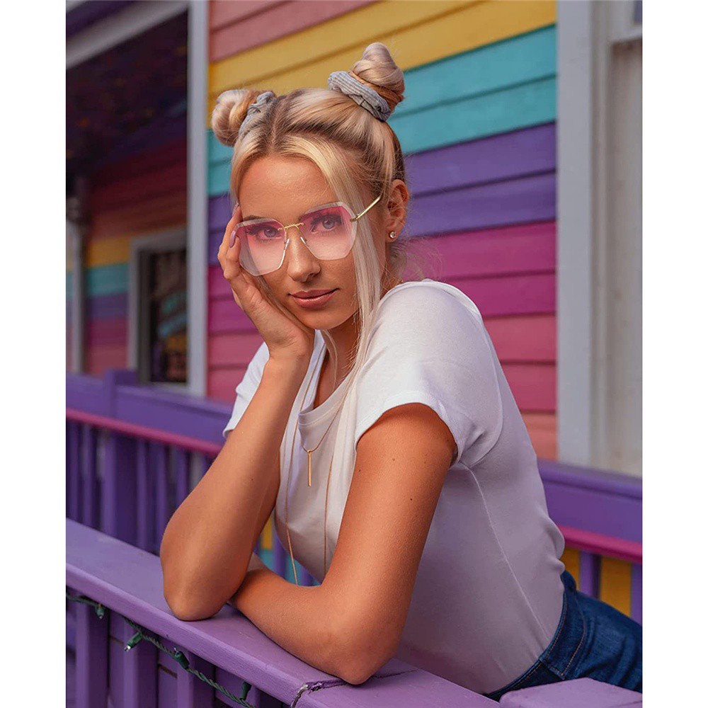 Kính Mát Không Gọng Chống Tia Uv400 Thời Trang Cổ Điển Cho Nữ