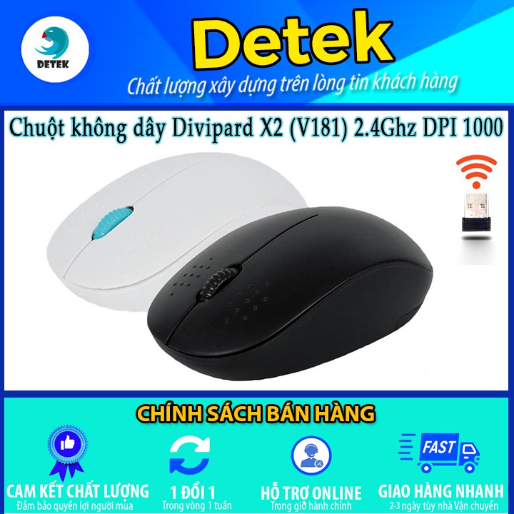 🖱 Chuột không dây Divipard X2 (V181) 2.4Ghz DPI 1000 (Đen)