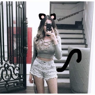 Croptop đan dây cổ - lace top sggz