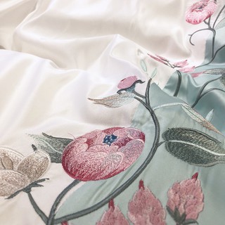 Set chăn ga gối lụa lohem ipsum xan mint 4 món