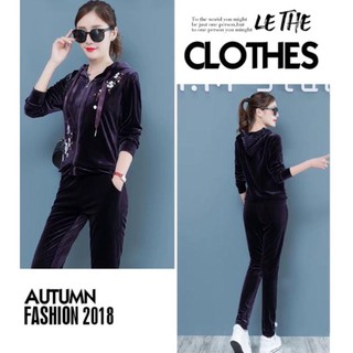 Bộ thể thao nữ chất Nhung Lụa hàng Quảng Châu