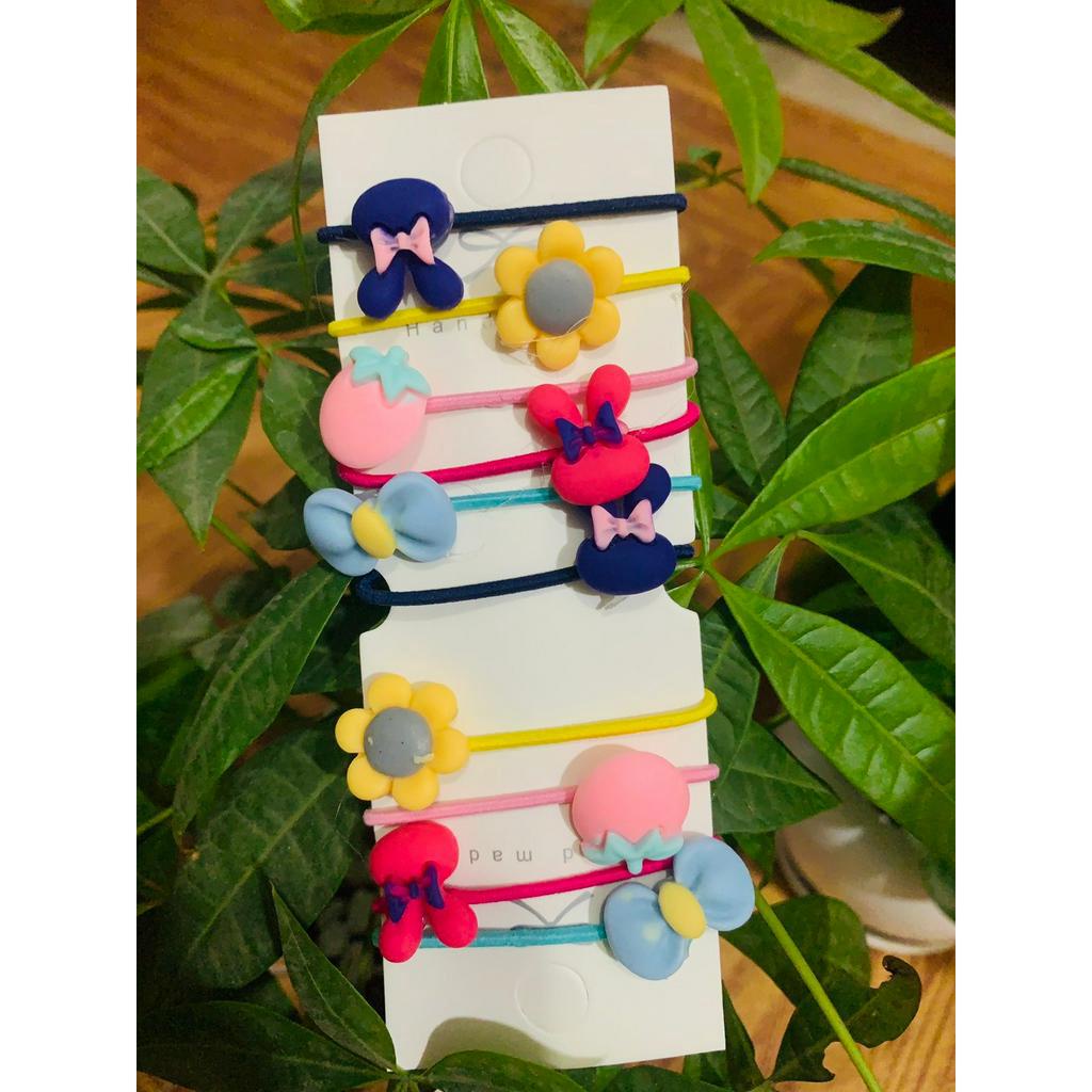 Set 10 Dây Buộc Tóc Cho Bé Hình Dễ Thương Phong Cách Hàn Quốc