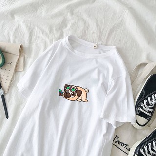 Áo thun CUTE tay lỡ dáng rộng đáng yêu ( Trắng )