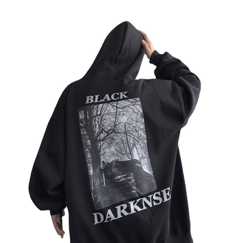 Áo Hoodie Dáng Rộng In Chữ Phong Cách hip hop Đường Phố Hàn Quốc Chất Lượng Cao Cho Nam Cỡ M-5XL
