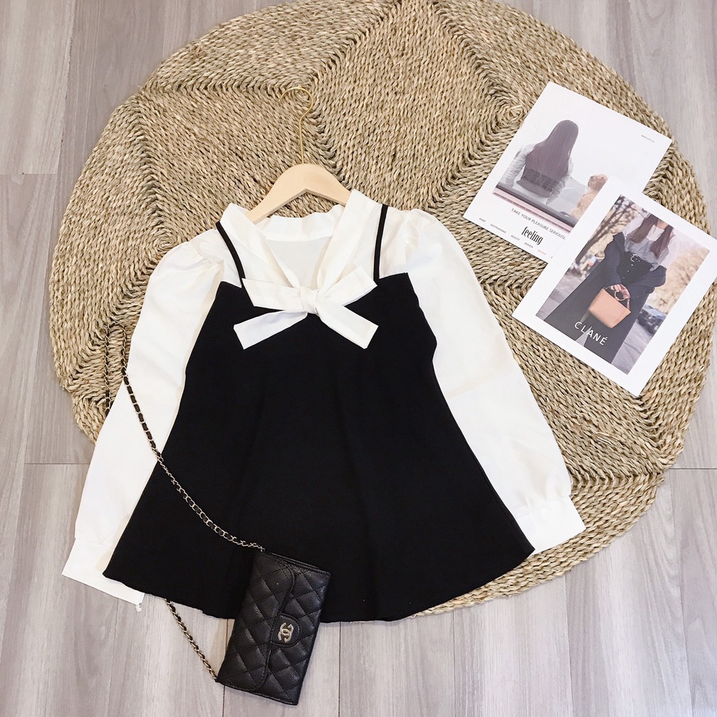 Áo sơ mi babydoll kiểu thắt nơ áo sơ mi nữ công sở HH061