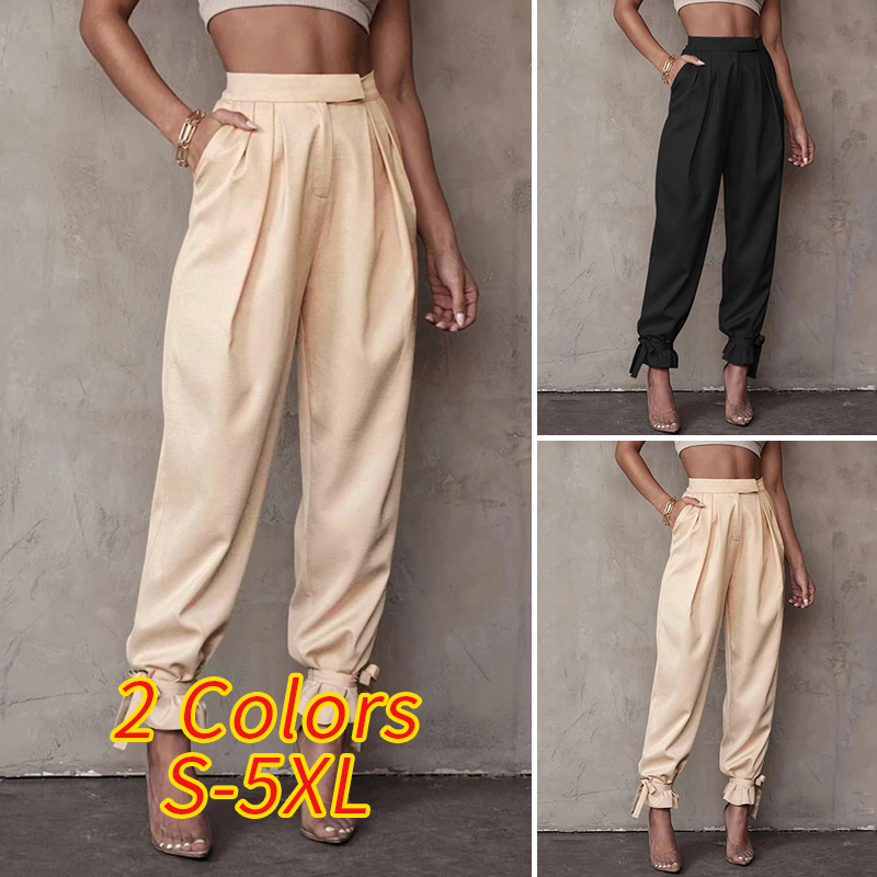 CELMIA Quần Dài Nữ Lưng Cao Ống Rộng Màu Trơn Thời Trang | BigBuy360 - bigbuy360.vn