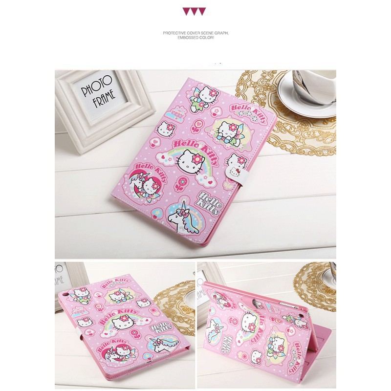 Bao da nắp gập thông minh in hình Hello Kitty cho iPad Mini 2/3/4/ Air 1/Air 2/(9.7)2017/2018/ 2/3/4