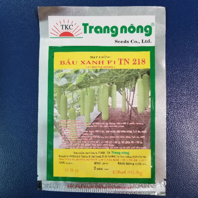 Gói hạt giống bầu xanh Trang Nông 10 hạt