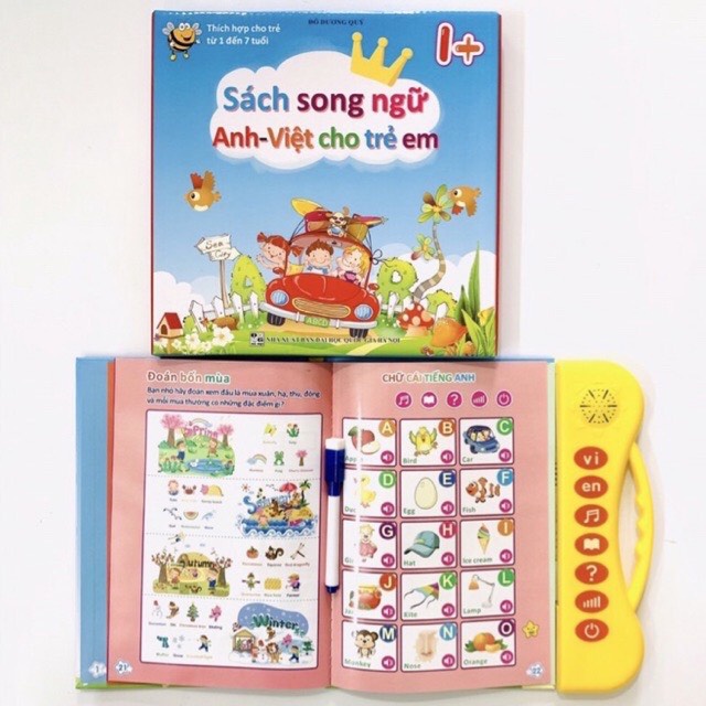 Đồ chơi sách điện tử song ngữ thông minh cho bé, sách quý song ngữ cho trẻ 2 đến 6 tuổi