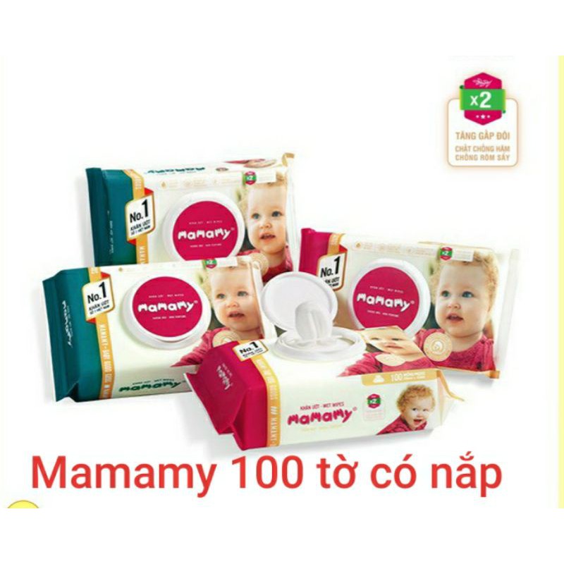 Khăn ướt  Mamamy 100 tờ có nắp