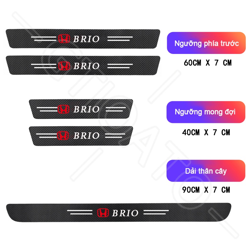 GTIOATO Cho Honda Brio Sợi Carbon Dán Xe Dán Cửa ô Tô DáN  ̂́Ng XưỚC Ô Tô Bảo Vệ Bậc Cửa Và Dán Cốp Xe Hơi Phụ KiệN Ô Tô
