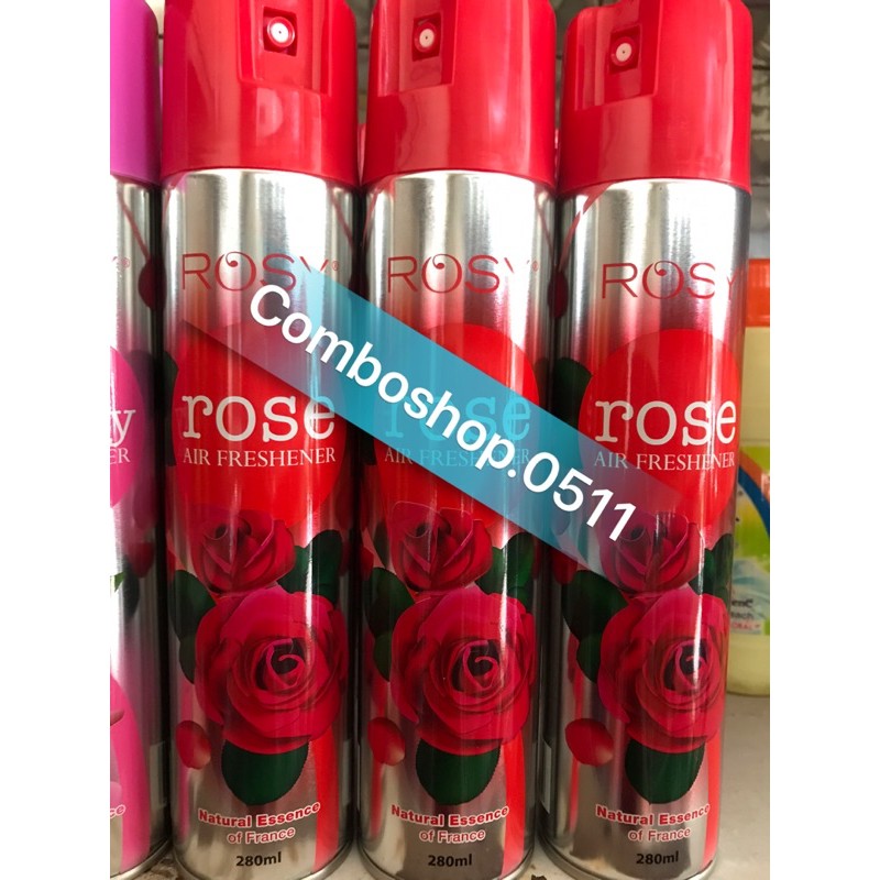 Nước hoa xịt phòng Rosy 280ml hương hoa hồng, hương hoa anh đào