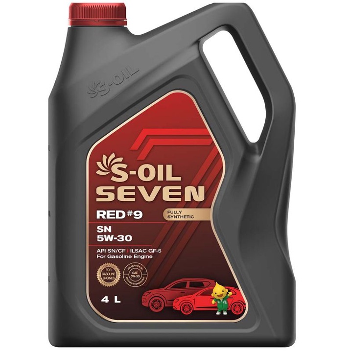 S-OIL 7 RED9 5W30 SN 4L được làm bằng 100% SN CF dầu gốc tổng hợp toàn phần fully synthetic car oil Hàn Quốc seven nhớt