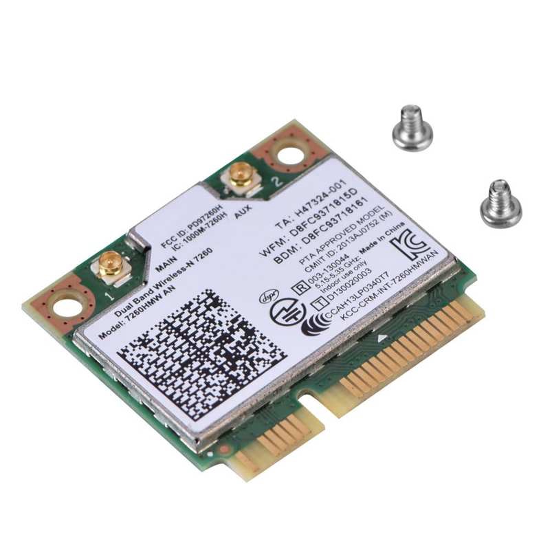 [Ready Stock] Card Wifi Băng Tần Kép Intel 7260an 7260hmw Mini Pci-E 300m Bluetooth 4.0 Chất Lượng Cao