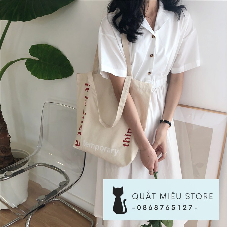 (LOẠI 1) TÚI TOTE VINTAGE 'TEMPORARY' có khóa kéo