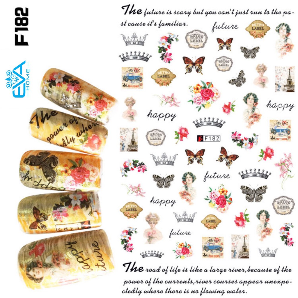 Miếng Dán Móng Tay 3D Nail Sticker Tráng Trí Vintage F182