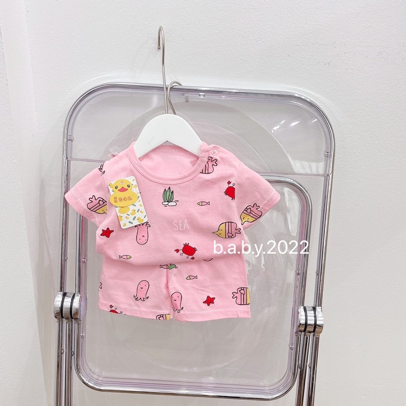 Bộ cotton cho bé mặc hè chất mềm, mát, hoạ tiết dễ thương