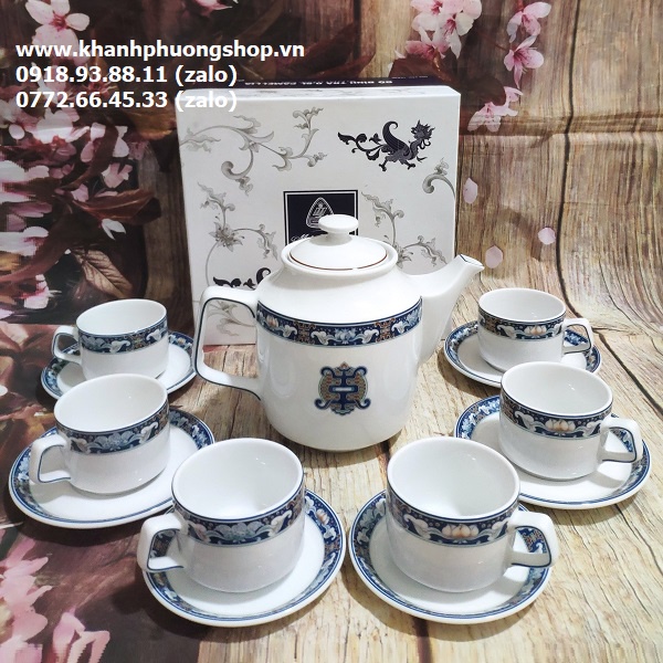 Bộ ấm trà sứ Minh Long Phước Lộc Thọ - bộ ấm trà sứ minh long