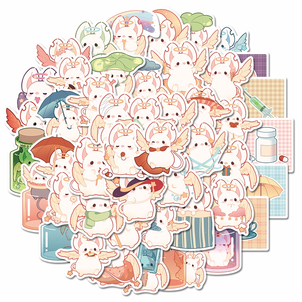 Set 50 Miếng Dán Trang Trí Laptop Chống Nước Không Lặp Lại Hình Chuột Hoạt Hình Dễ Thương