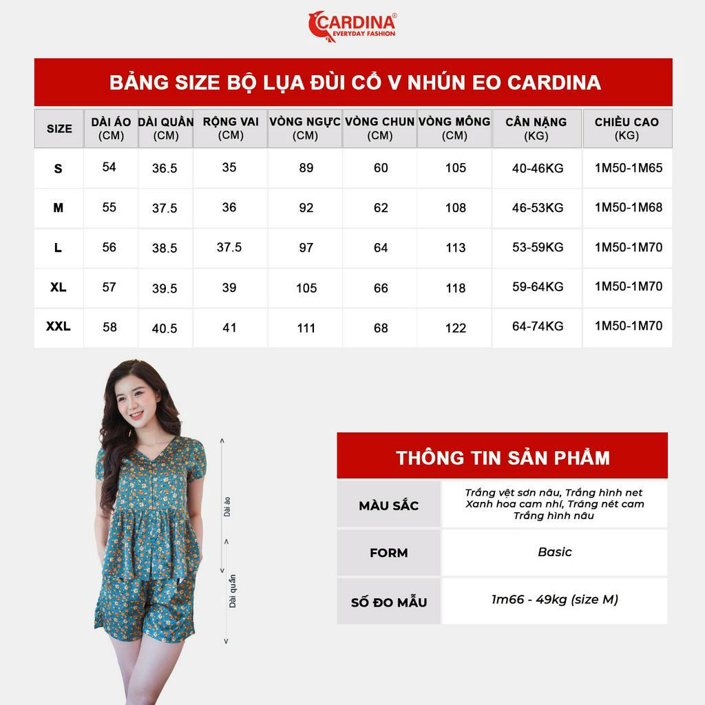 Đồ Bộ Nữ 𝐂𝐀𝐑𝐃𝐈𝐍𝐀 Chất Lụa Satin Cao Cấp Cổ V Áo Cộc Tay Quần Đùi Nhún Eo Nữ Tính 3SF02