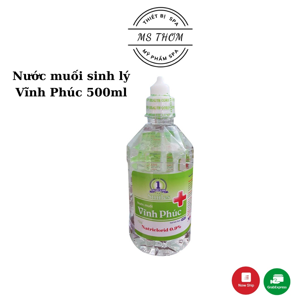 Nước muối sinh lý Vĩnh Phúc Natriclorid 0.9% 500ml dùng để xúc miệng, rửa mặt