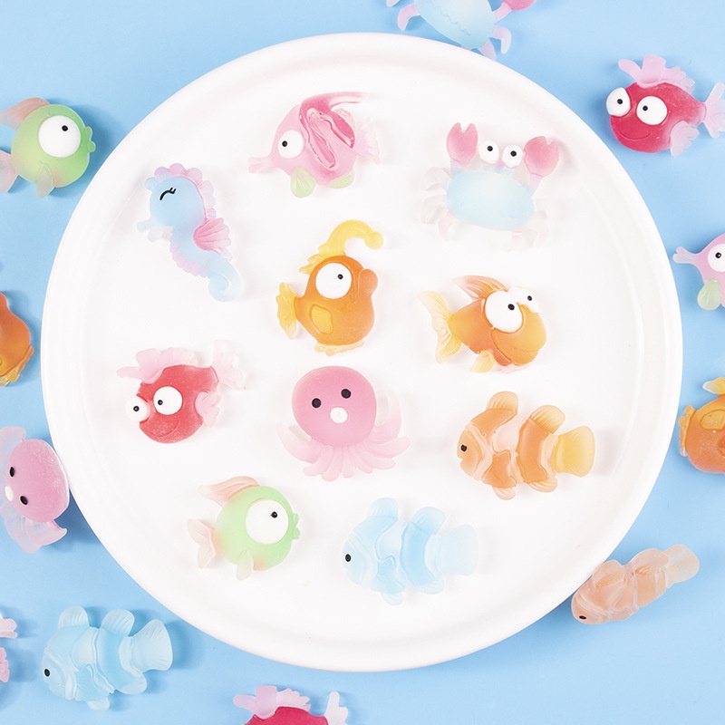 Charm Slime  Cá, Cua, Bạch Tuộc, Cá Ngựa Trang Trí Ốp Điện Thoại, Bình Nước, Dép