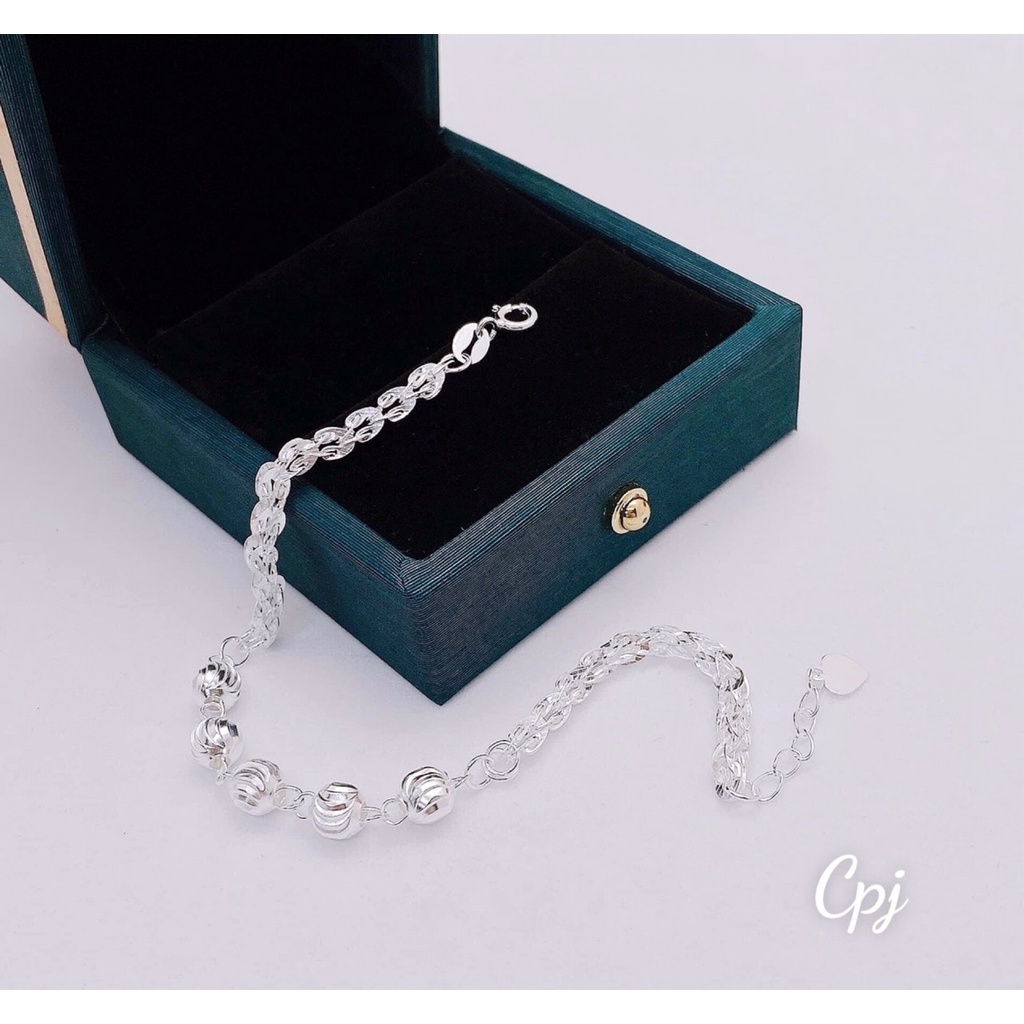 Lắc tay đuôi phụng mix bi bạc phay sáng cho nữ |Xưởng bạc Phương Cảnh