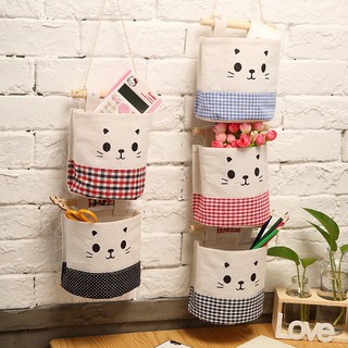 Túi Treo Trang trí Góc Học Tập Vải Canvas Hình Mặt Mèo - CUTE DECOR