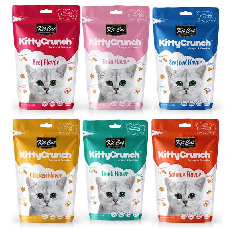 Snack thưởng KITCAT KITTY CRUNCH gói 60g ăn vặt cho mèo ( date T5- T6 )