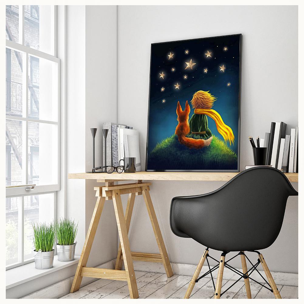 Bộ Tranh Đính Đá 5D Tự Làm Hình Hoàng Tử Petit Hoạt Hình