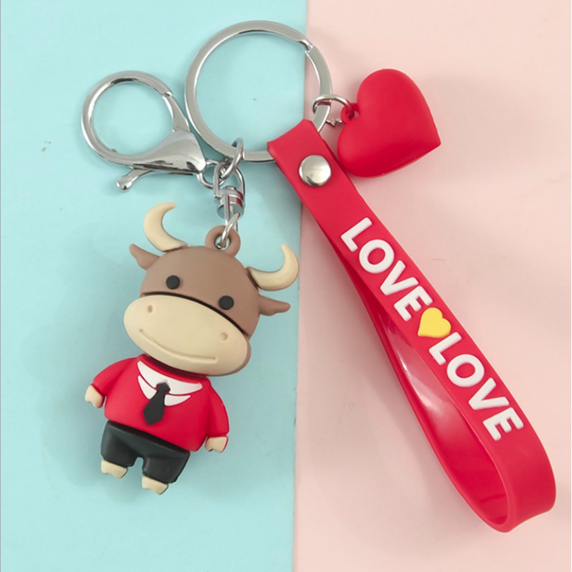 Móc khóa xe máy ô tô ba lô con giáp sửu trâu