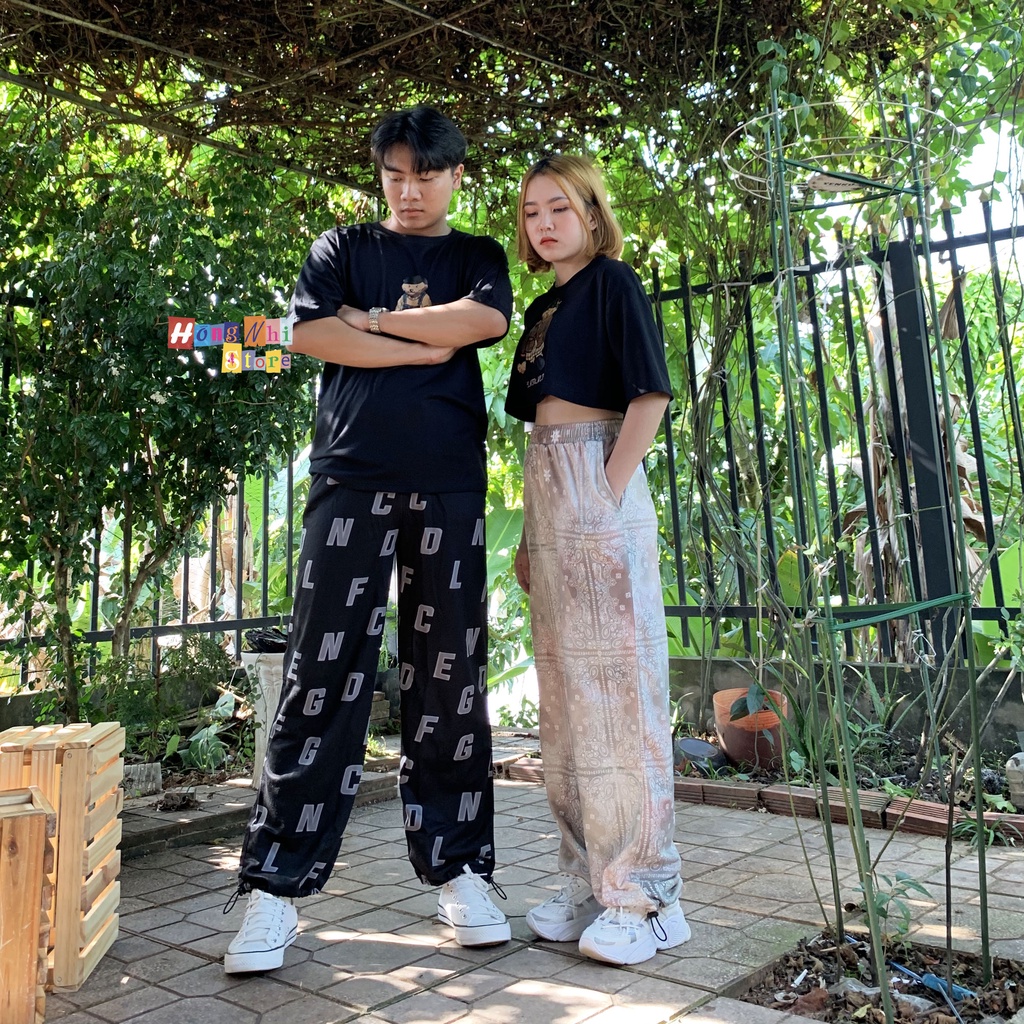 Quần Jogger 3D Ulzzang Unisex Jogger Chữ Cái Dây Rút Lai Ống Rộng V2 - MM