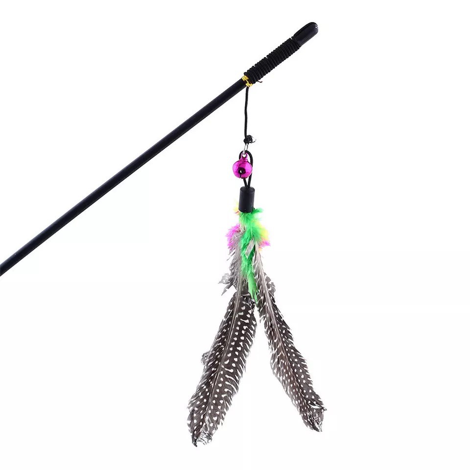 Cần câu đồ chơi cho mèo - Cần câu hình lông vũ có chuông nhỏ
