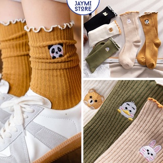 [Freeship + Mã giảm giá] Tất Vớ Nữ Cotton Cổ Cao Tiểu Thư Viền bèo, chất dày dặn, cotton mềm mịn , Hàng Taobao có sẵn