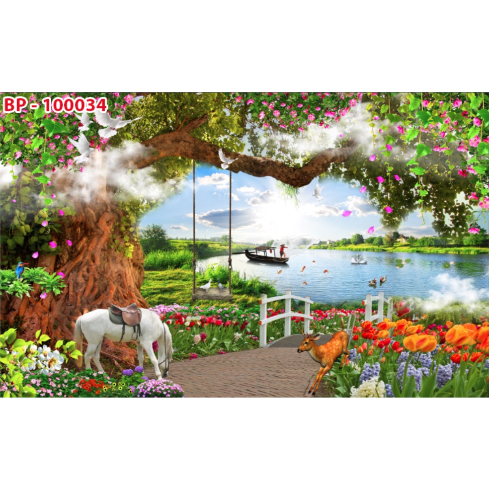 Tranh phong cảnh thiết kế đẹp theo xu hướng chủ đề ao sen với nhiều mẫu đa dạng, không giới hạn kích thước in