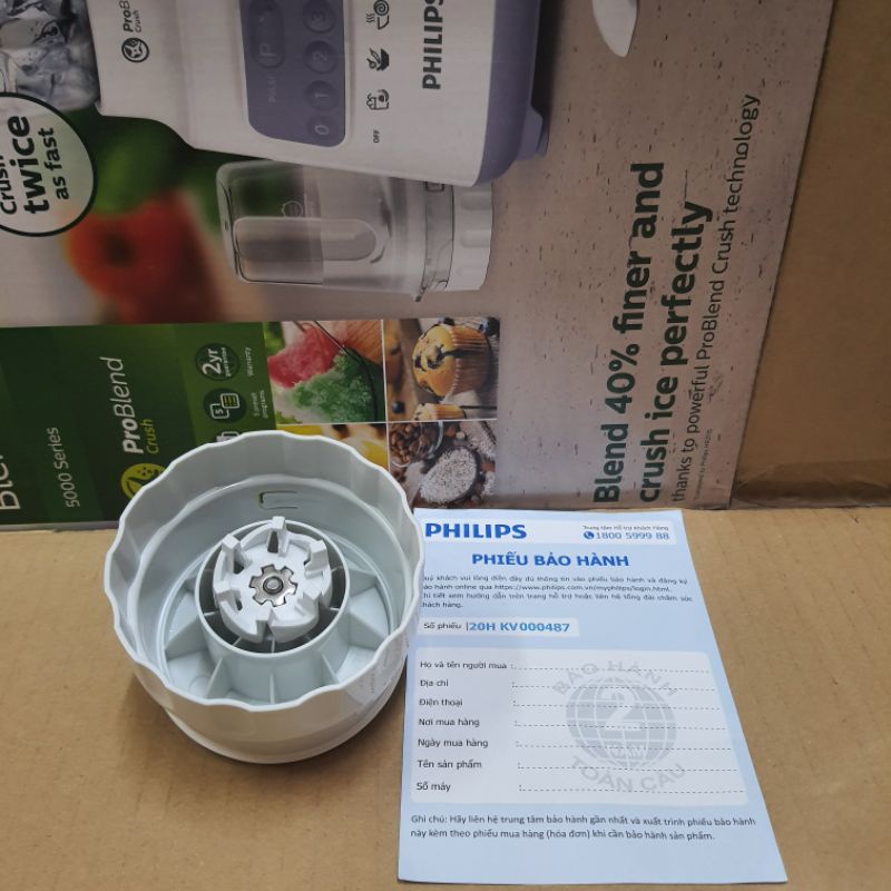 PHỤ KIỆN CHÍNH HÃNG- BỘ DAO XAY KHÔ KÈM RON DÙNG CHO MÁY XAY SINH TỐ PHILIPS HR2221 HR2222 HR2223