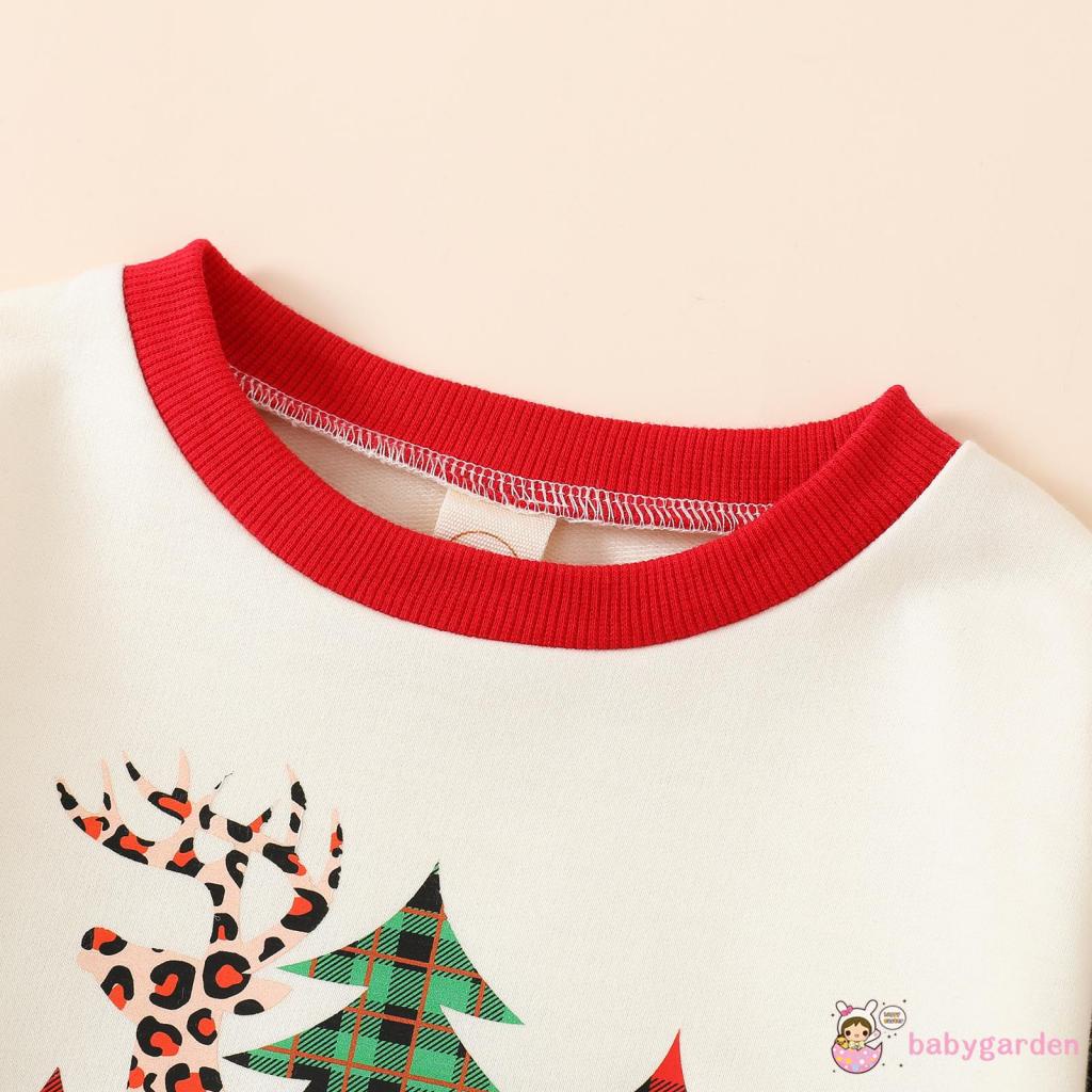 Bộ Áo Liền Quần Tay Dài Cổ Tròn In Họa Tiết Giáng Sinh Cho Bé 0-18 Tháng Tuổi